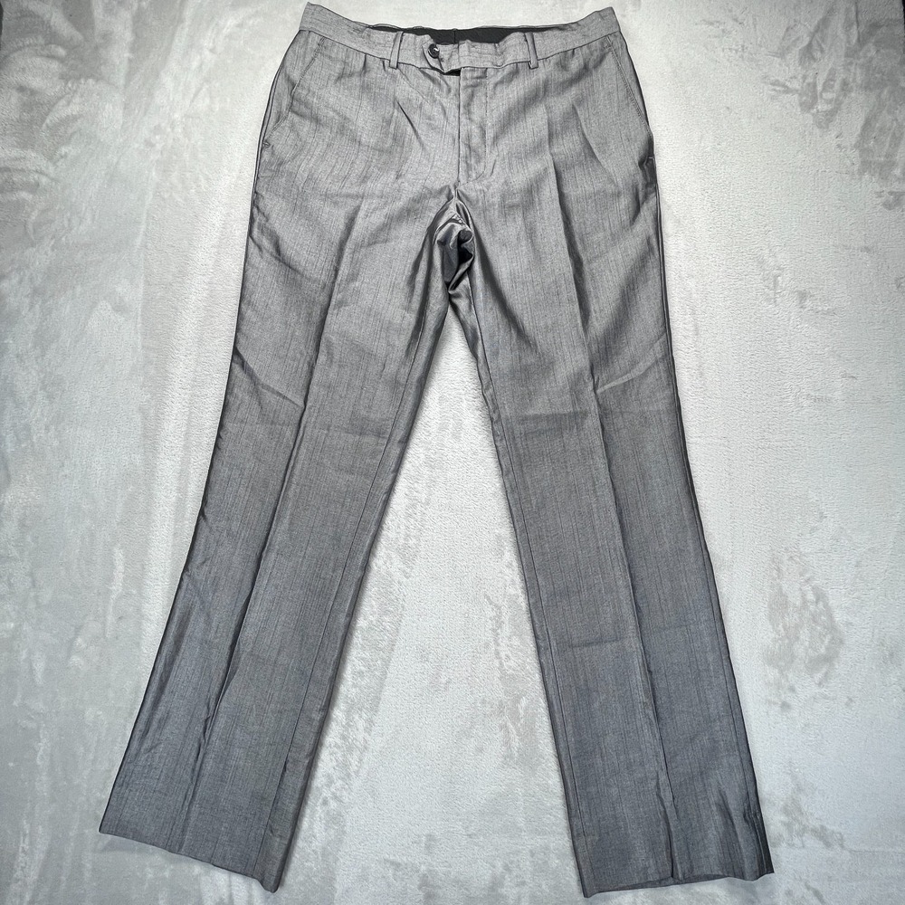 Gulliano Couture Dress Pants Mens 40R Gray Straight Leg Formal Business Office